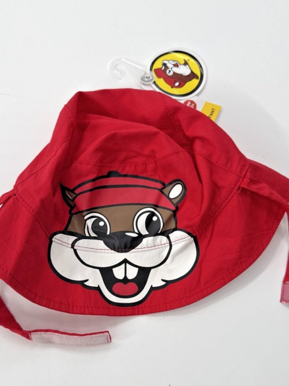 Buc-ee's Infant Baby Sun Hat UPF 50 Red Reversible Bucket Cap Beaver Bucees NEW